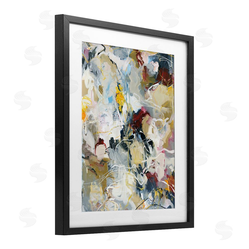 Design Fabrikken Energetic Frequency Abstract Black Framed Print Under Glass Wall Art