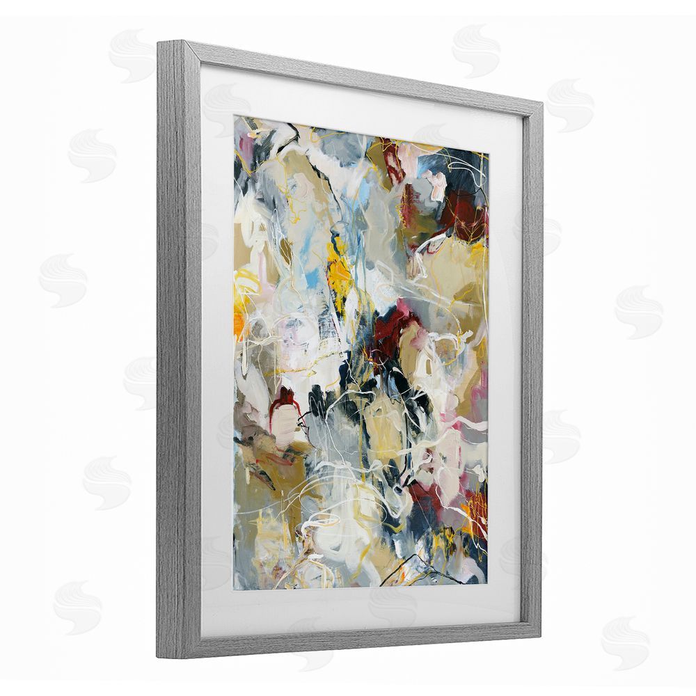Design Fabrikken Energetic Frequency Abstract Gray Framed Print Under Glass Wall Art