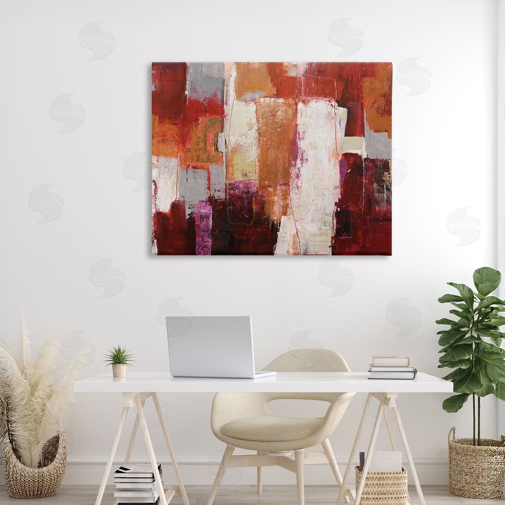 Design Fabrikken Deconstructed City Abstract Stretched Canvas Wall Art Print in Room