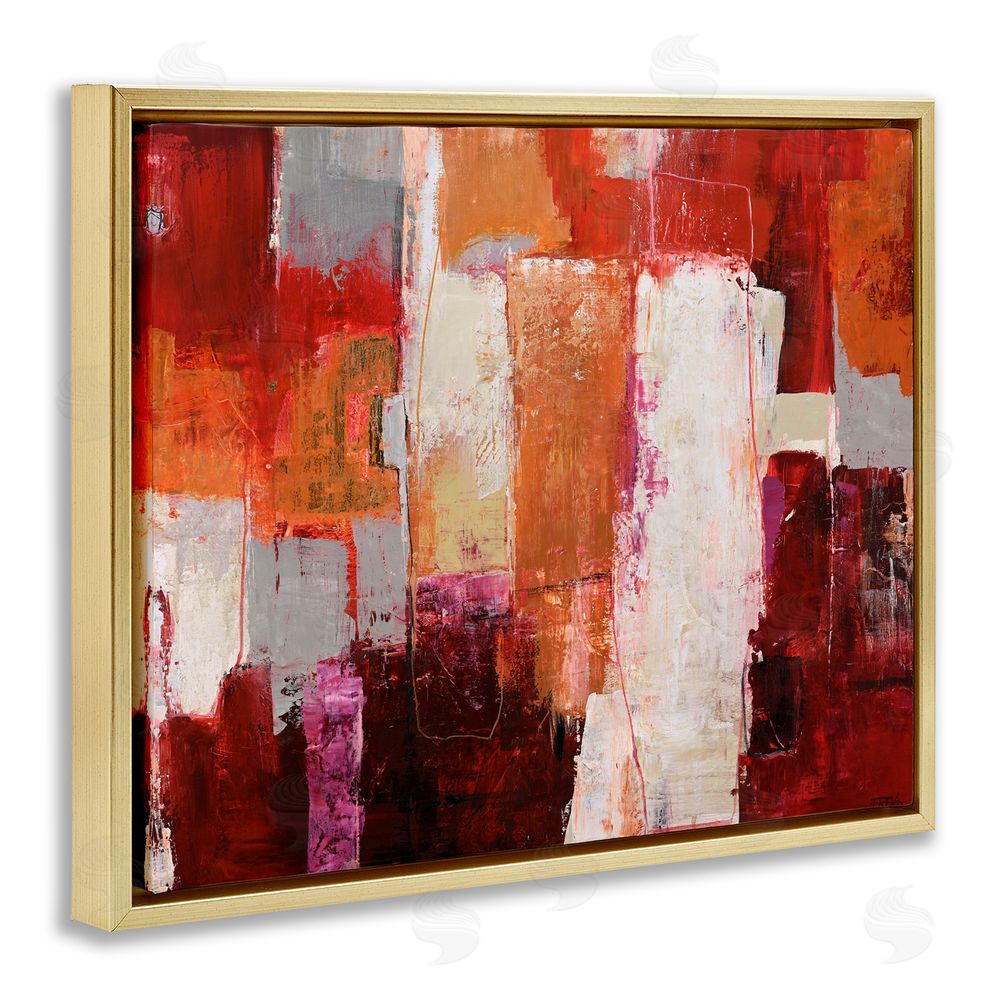 Design Fabrikken Deconstructed City Abstract Gold Floating Frame Canvas Wall Art Print