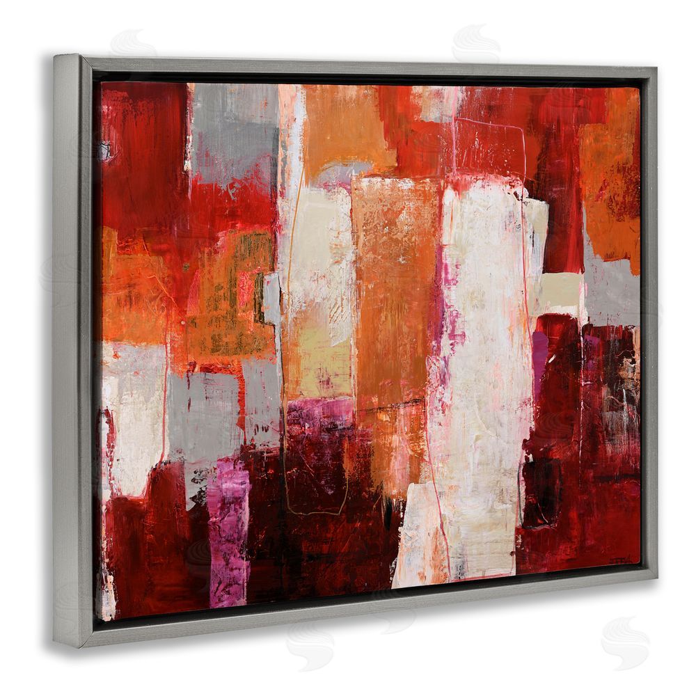Design Fabrikken Deconstructed City Abstract Gray Floating Frame Canvas Wall Art Print
