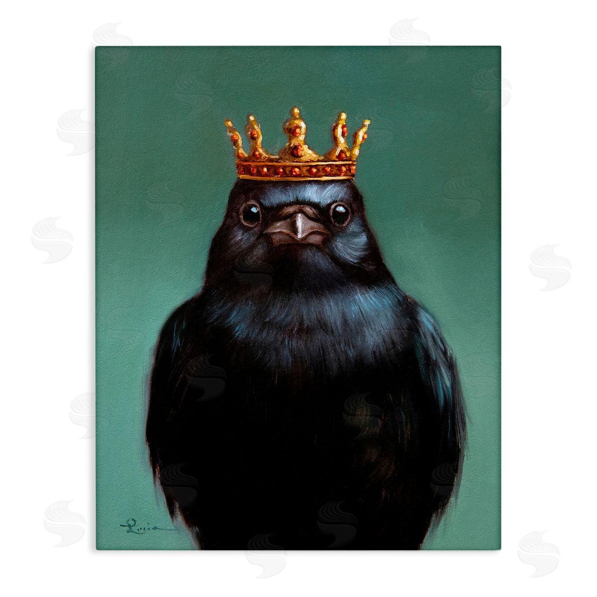 Lucia Heffernan King Crow Portrait Stretched Canvas Wall Art Print