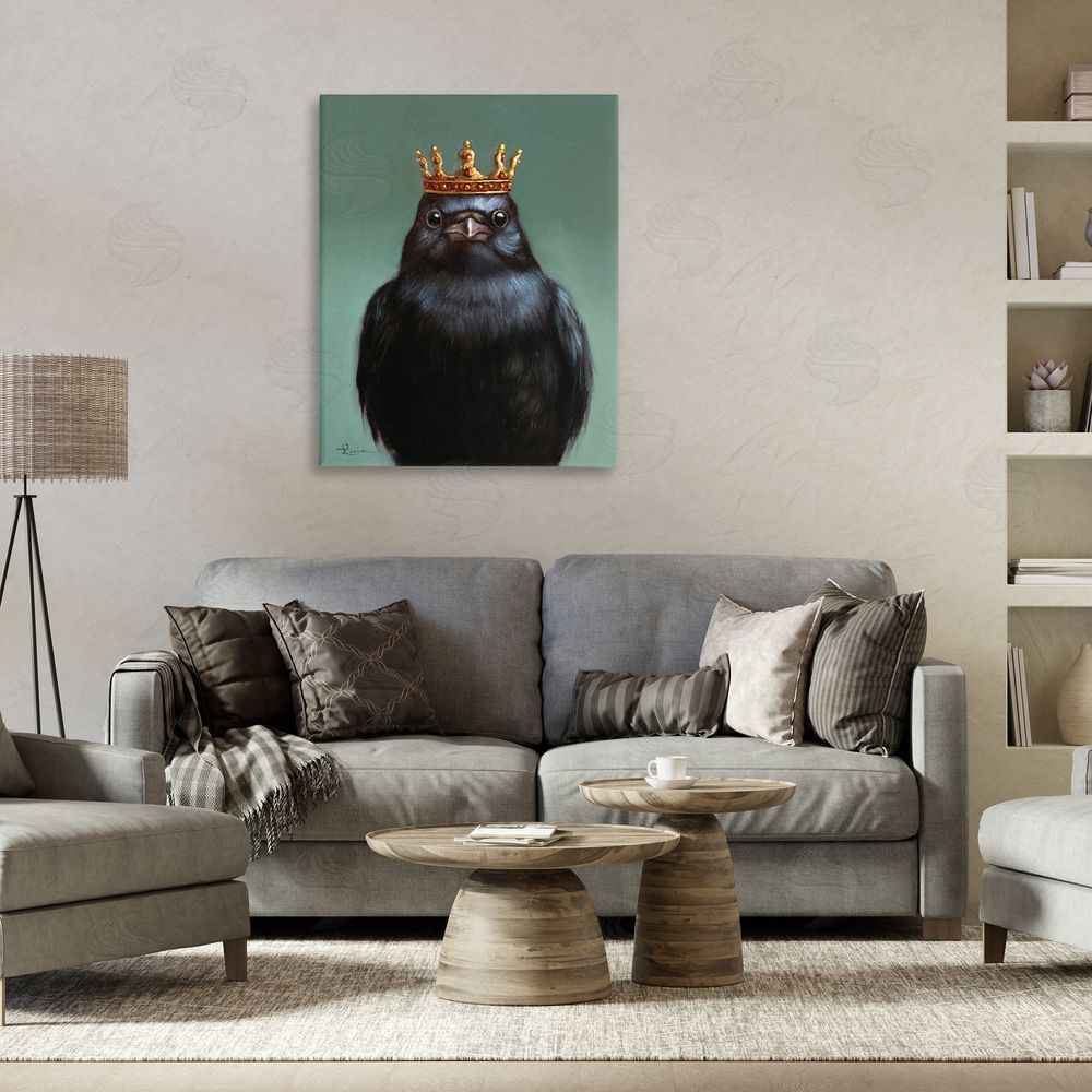 Lucia Heffernan King Crow Portrait Stretched Canvas Wall Art Print in Room