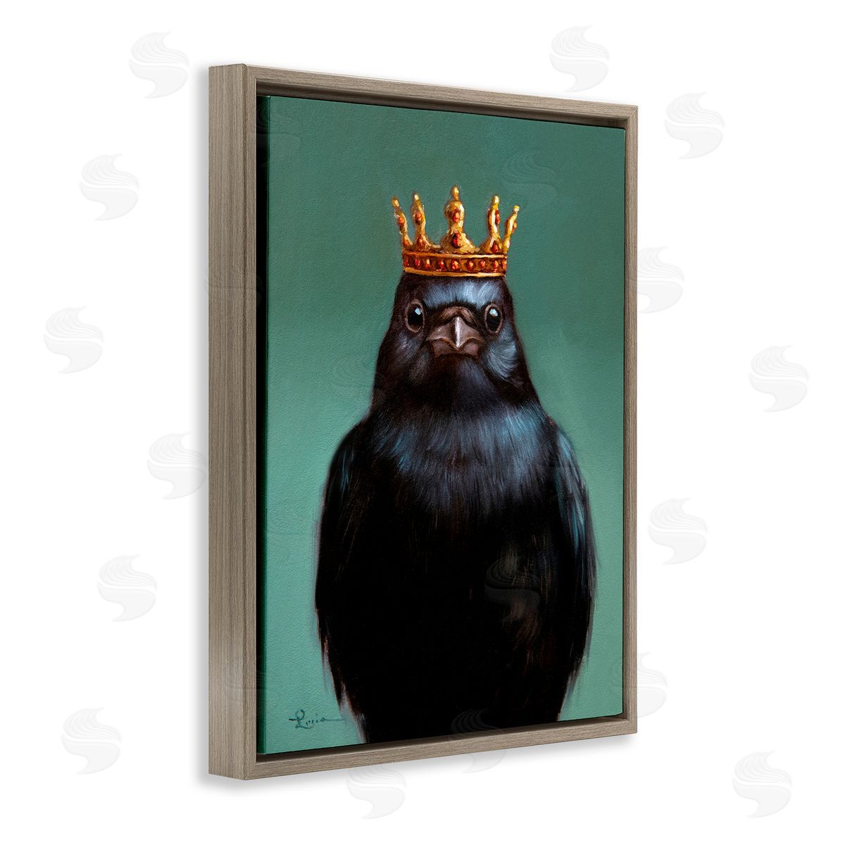 Lucia Heffernan King Crow Portrait Brown Floating Frame Canvas Wall Art Print