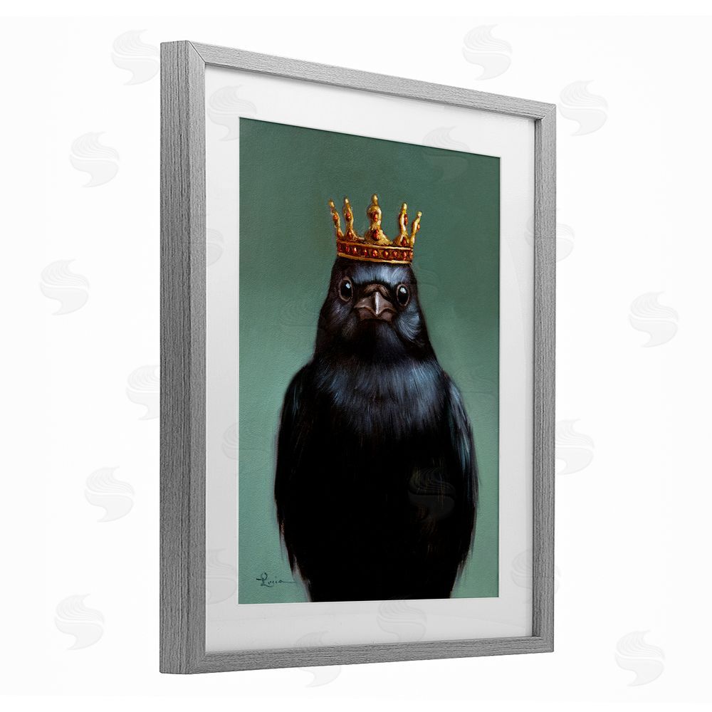 Lucia Heffernan King Crow Portrait Gray Framed Print Under Glass Wall Art