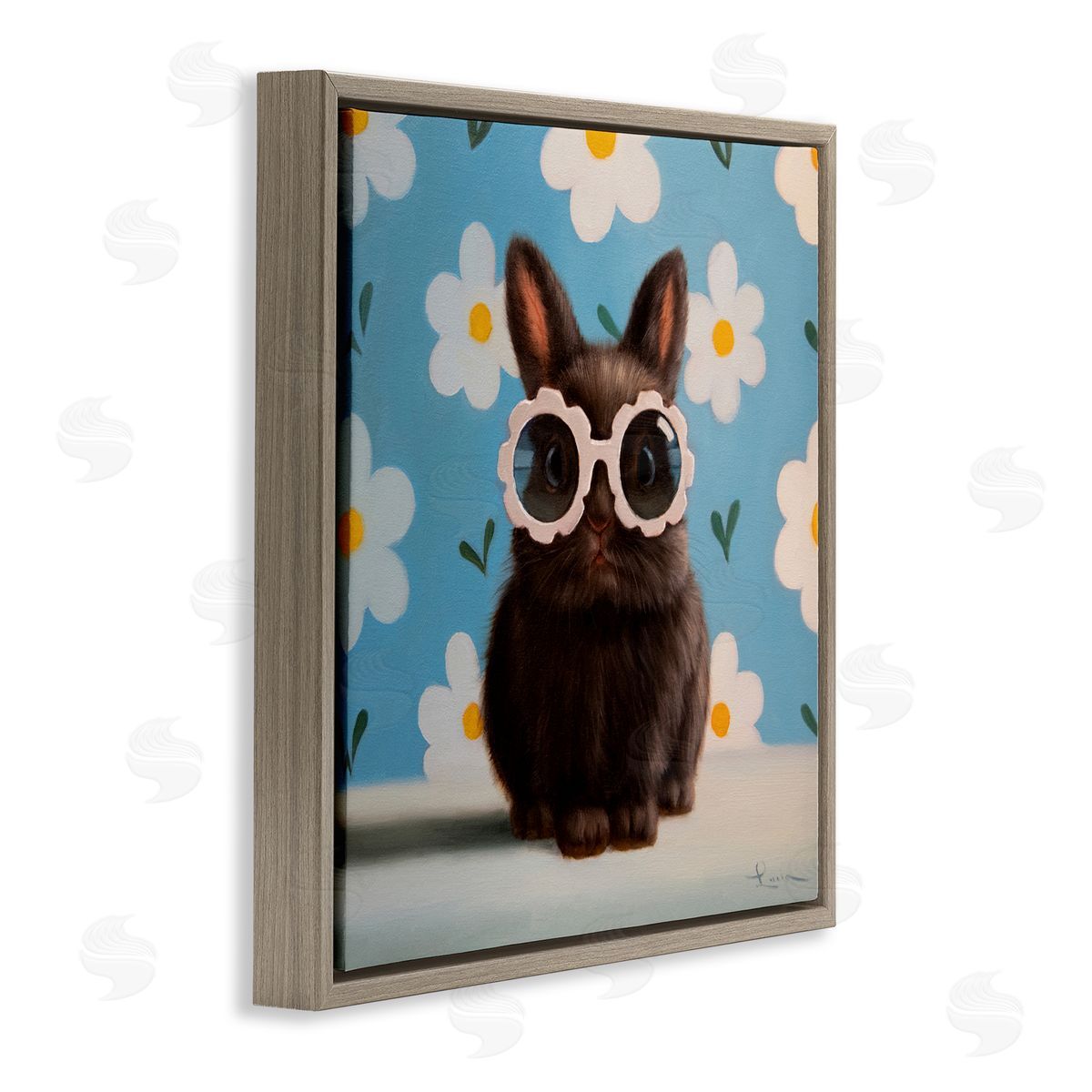 Lucia Heffernan Flower Child Bunny Brown Floating Frame Canvas Wall Art Print