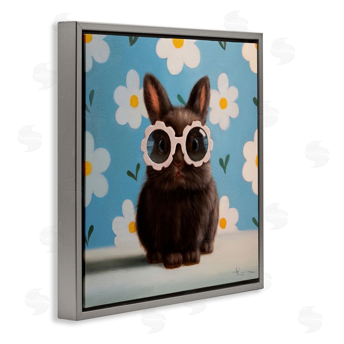 Lucia Heffernan Flower Child Bunny Gray Floating Frame Canvas Wall Art Print