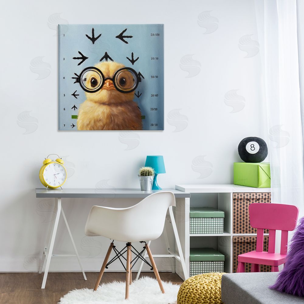 Lucia Heffernan Four Eyes Chick Vision Stretched Canvas Wall Art Print in Room