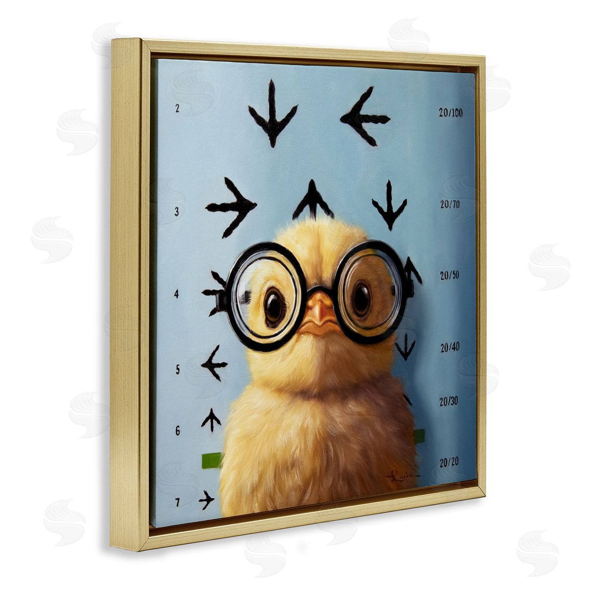 Lucia Heffernan Four Eyes Chick Vision Gold Floating Frame Canvas Wall Art Print