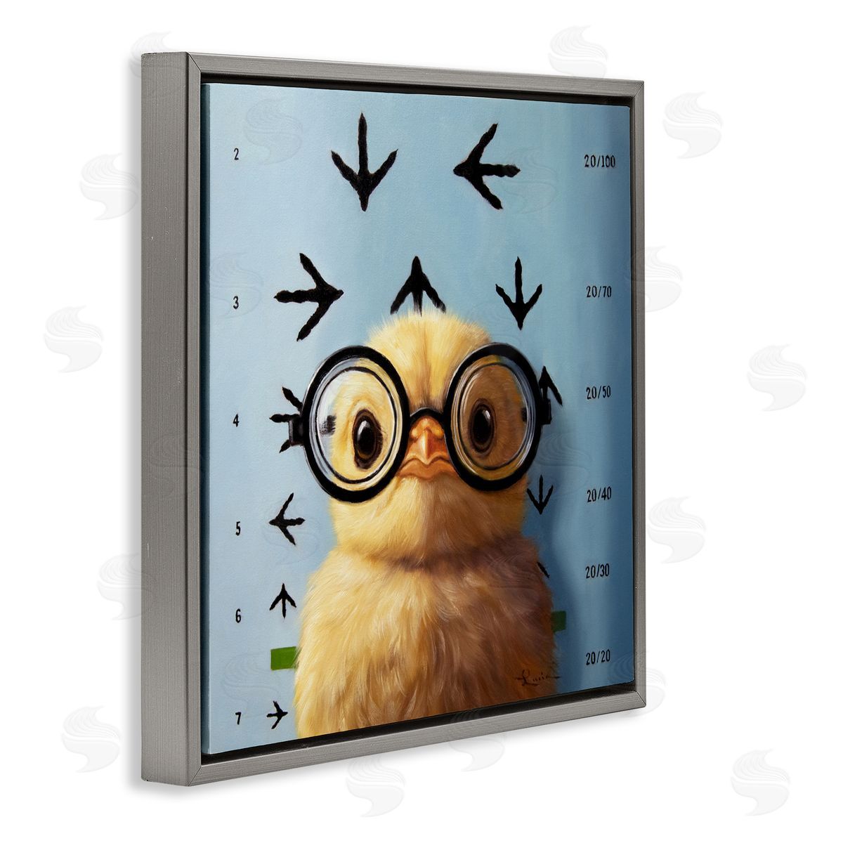 Lucia Heffernan Four Eyes Chick Vision Gray Floating Frame Canvas Wall Art Print