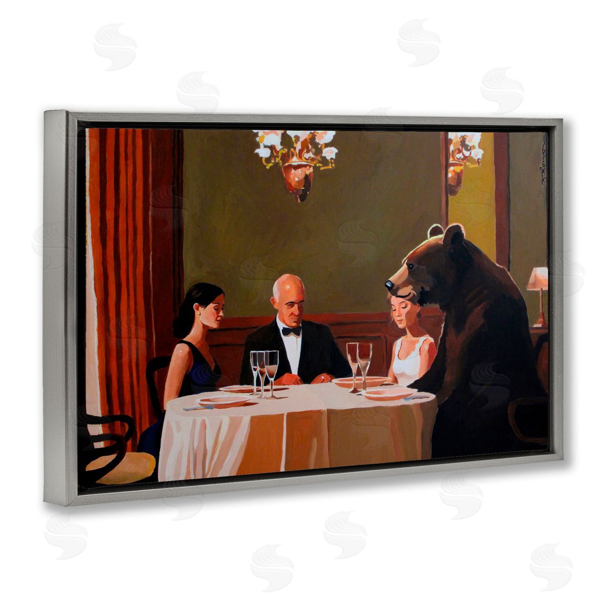 Keith Thomson Dinner Guests & Steve Gray Floating Frame Canvas Wall Art Print
