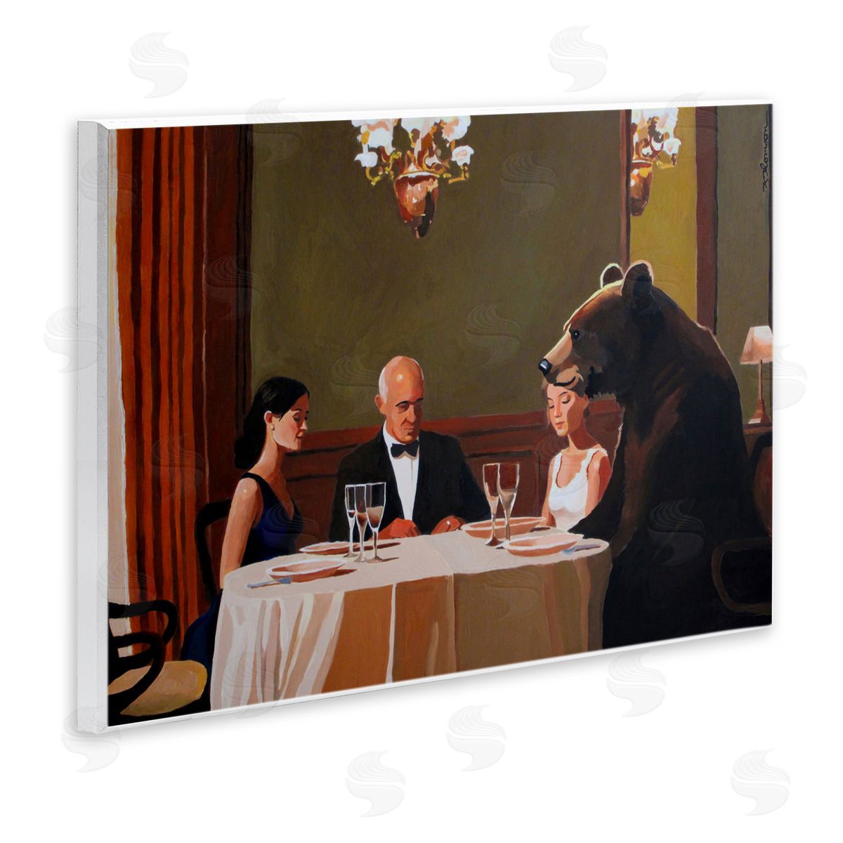 Keith Thomson Dinner Guests & Steve Wooden Wall Plaque Art Print