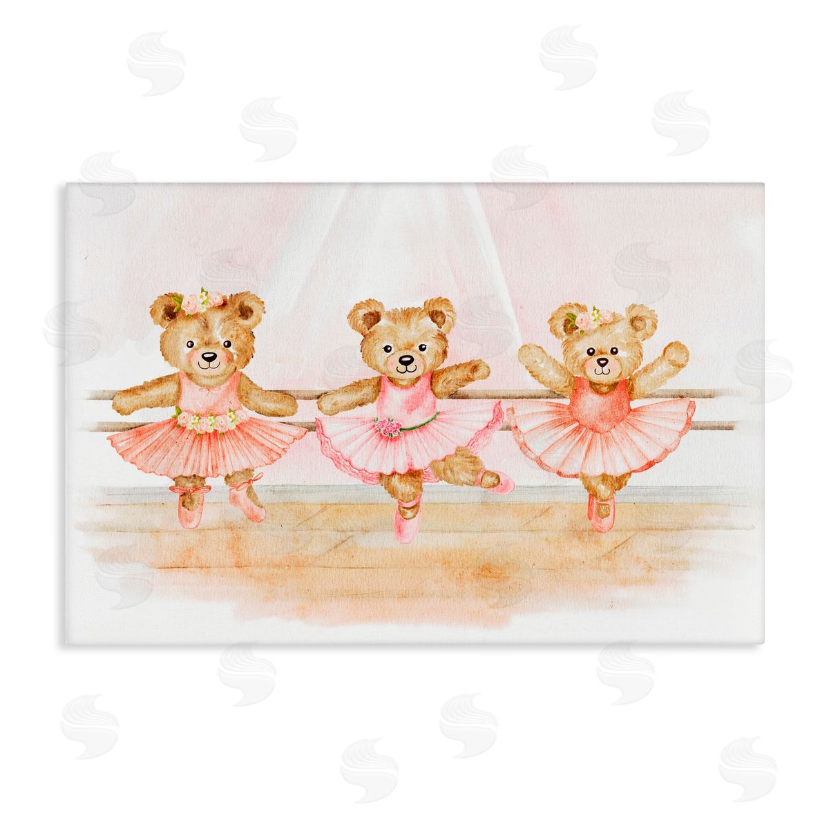 Amy Hall Ballet Teddies Triplet Stretched Canvas Wall Art Print