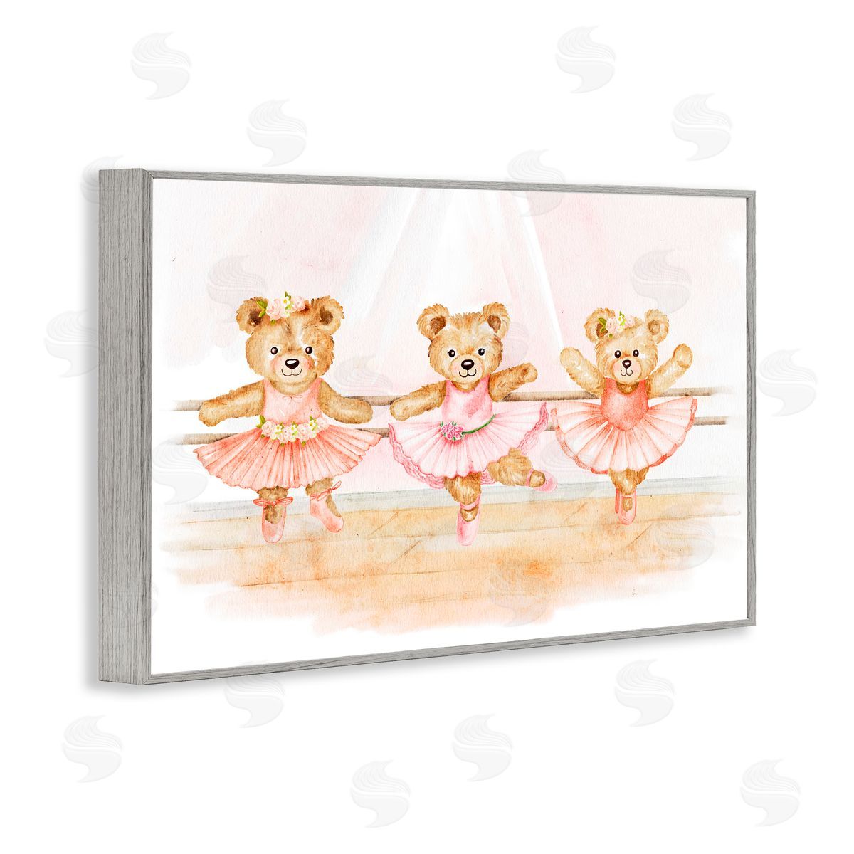 Amy Hall Ballet Teddies Triplet Gray Framed Giclee Print Wall Art