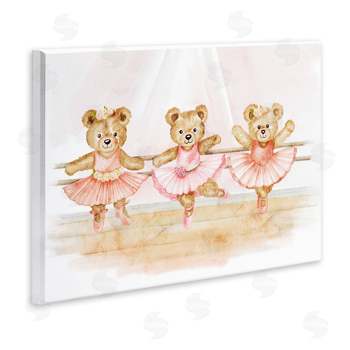 Amy Hall Ballet Teddies Triplet Wooden Wall Plaque Art Print