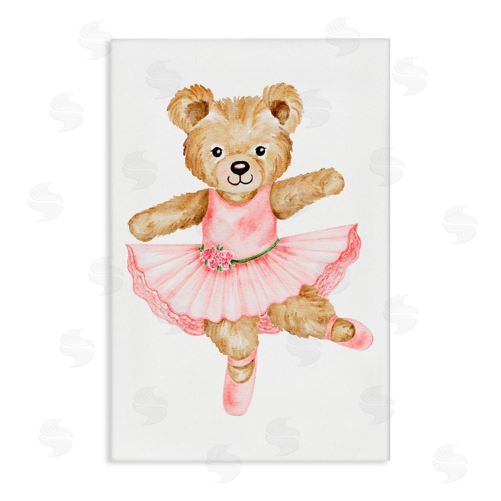 Amy Hall Ballerina Teddy Bear Stretched Canvas Wall Art Print