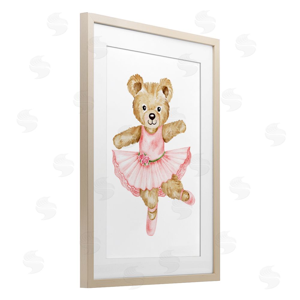 Amy Hall Ballerina Teddy Bear Brown Framed Print Under Glass Wall Art
