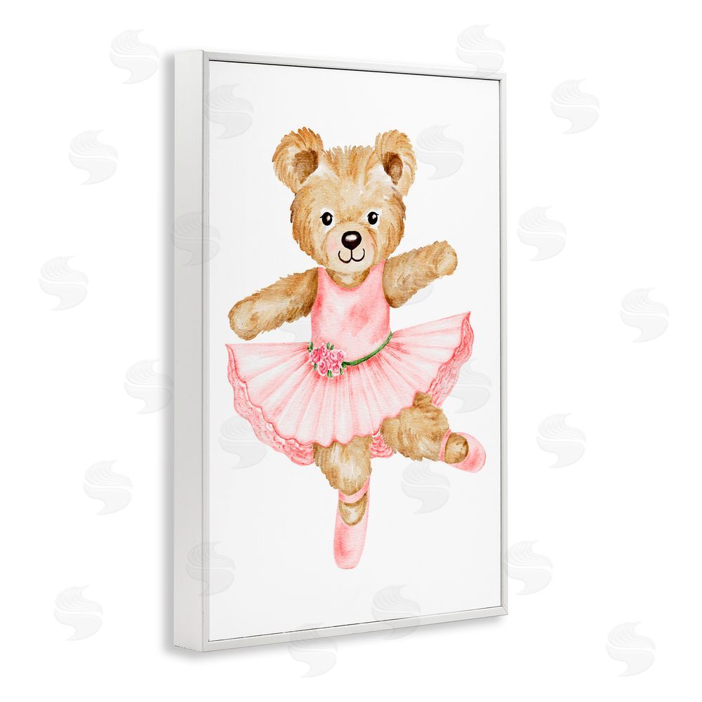 Amy Hall Ballerina Teddy Bear White Framed Giclee Print Wall Art