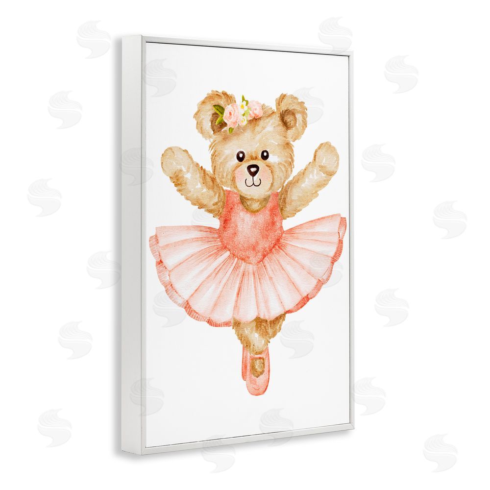 Amy Hall Teddy Bear Ballet Tutu White Framed Giclee Print Wall Art