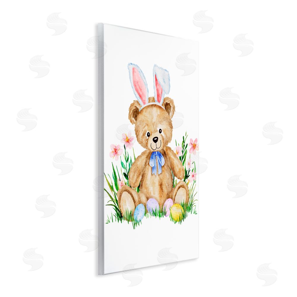 Amy Hall Springy Easter Teddy Bear Wooden Wall Plaque Art Print