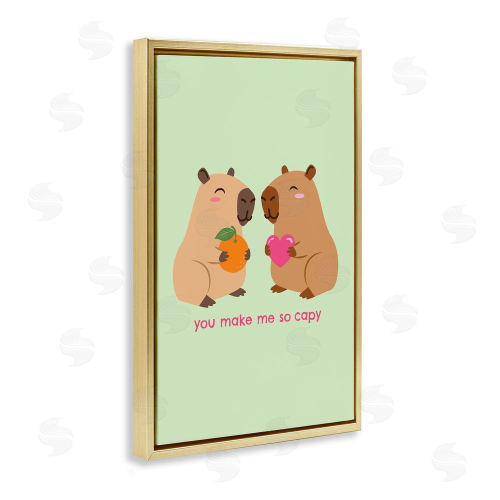 Emily Dumas You Make Me So Capy Gold Floating Frame Canvas Wall Art Print