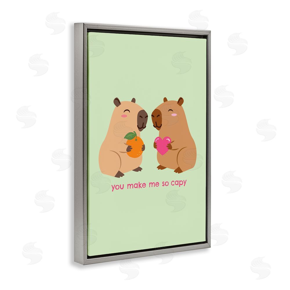 Emily Dumas You Make Me So Capy Gray Floating Frame Canvas Wall Art Print