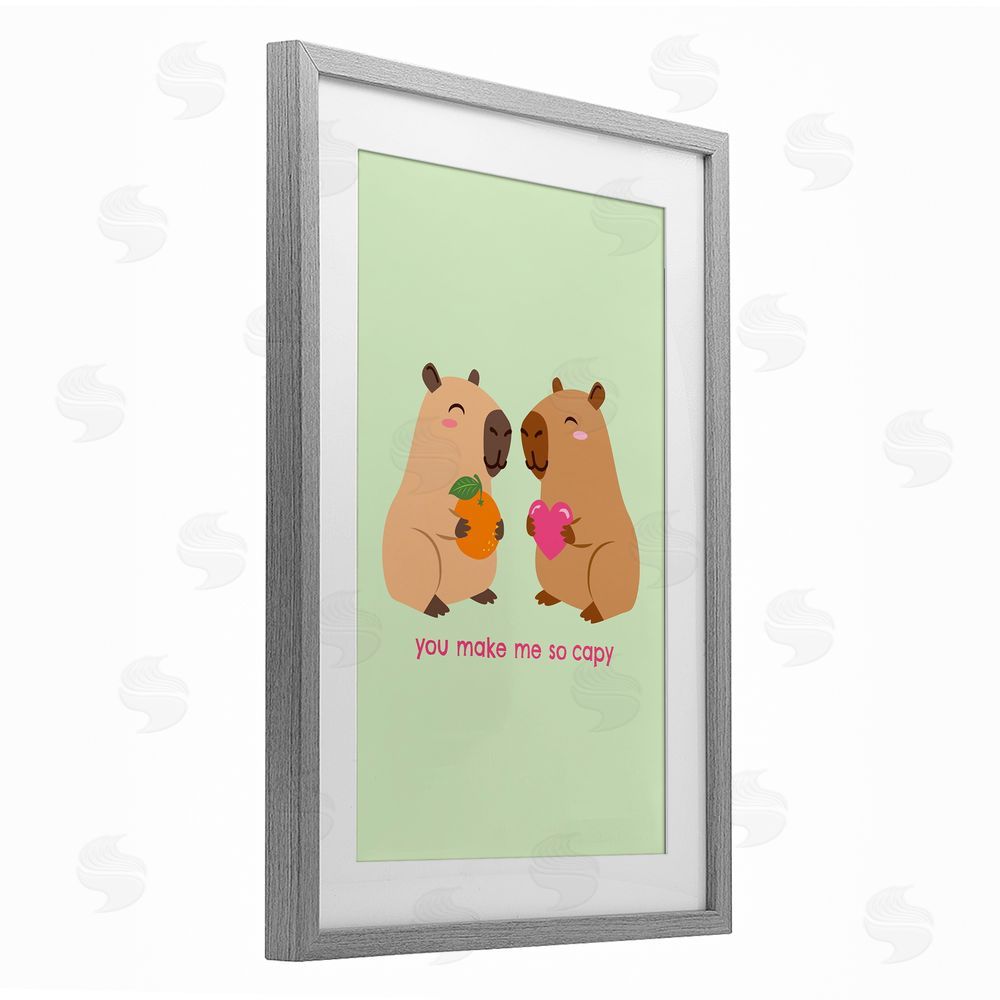 Emily Dumas You Make Me So Capy Gray Framed Print Under Glass Wall Art