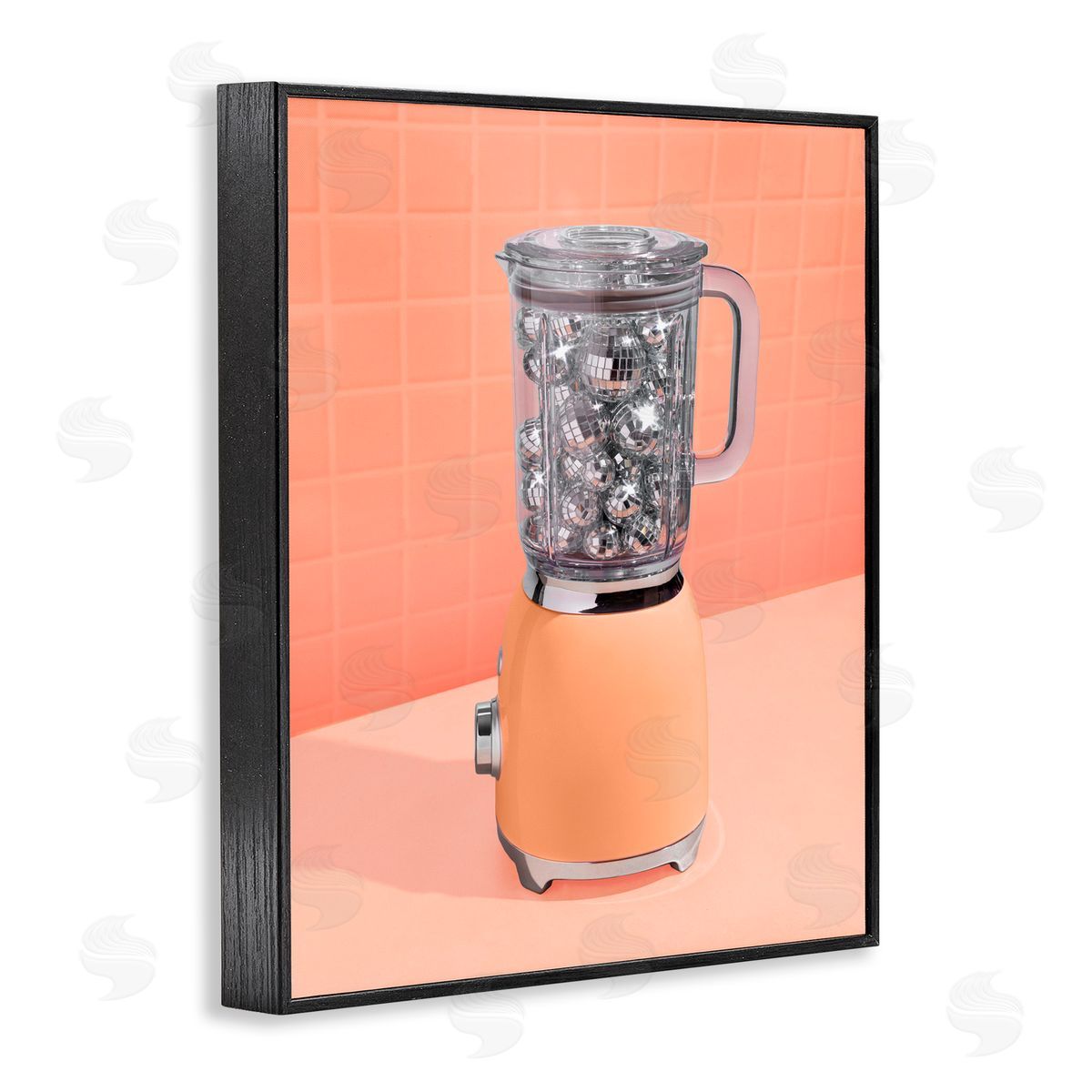 LISH Creative Orange Retro Disco Blender Black Framed Giclee Print Wall Art