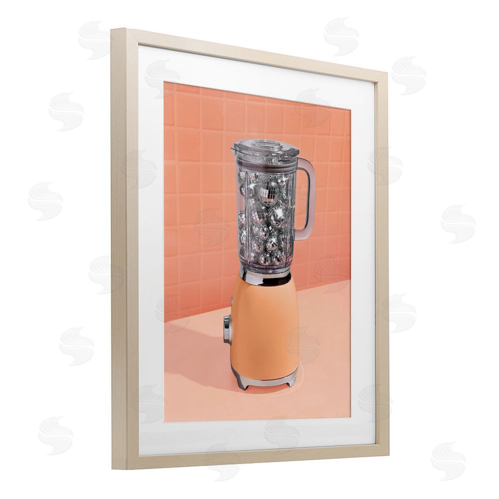 LISH Creative Orange Retro Disco Blender Brown Framed Print Under Glass Wall Art