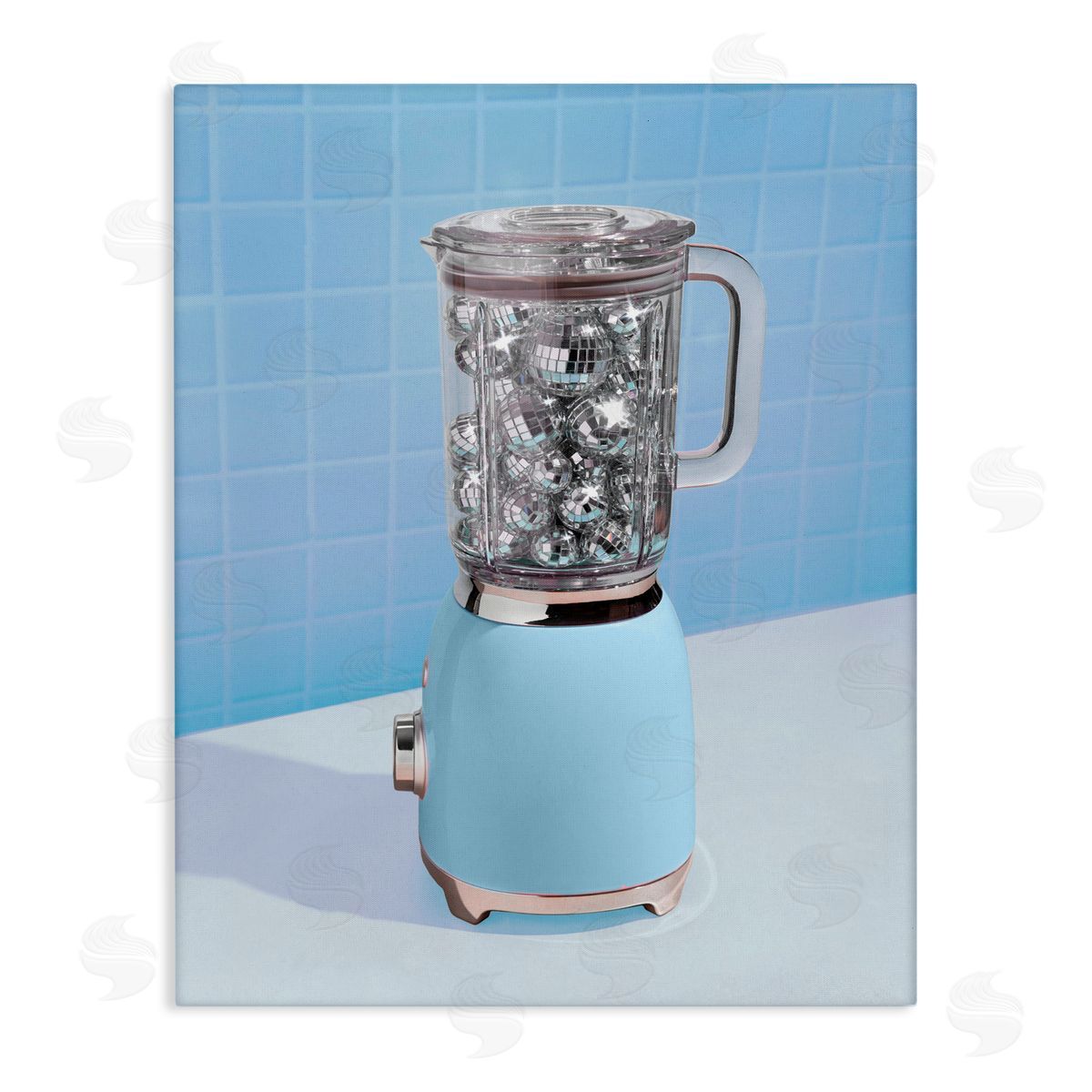 LISH Creative Blue Retro Disco Blender Stretched Canvas Wall Art Print