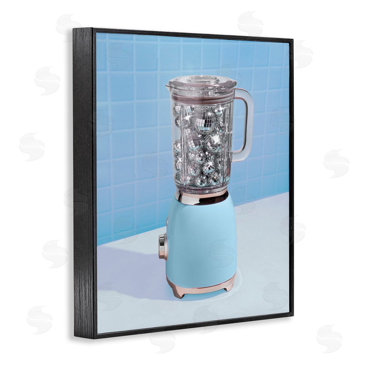 LISH Creative Blue Retro Disco Blender Black Framed Giclee Print Wall Art