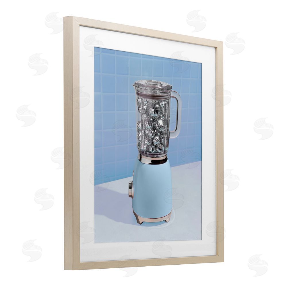 LISH Creative Blue Retro Disco Blender Brown Framed Print Under Glass Wall Art