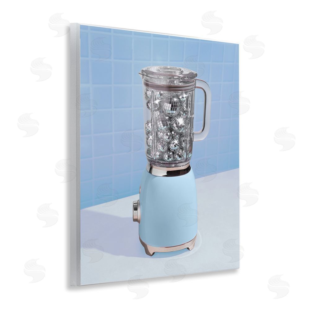 LISH Creative Blue Retro Disco Blender Wooden Wall Plaque Art Print