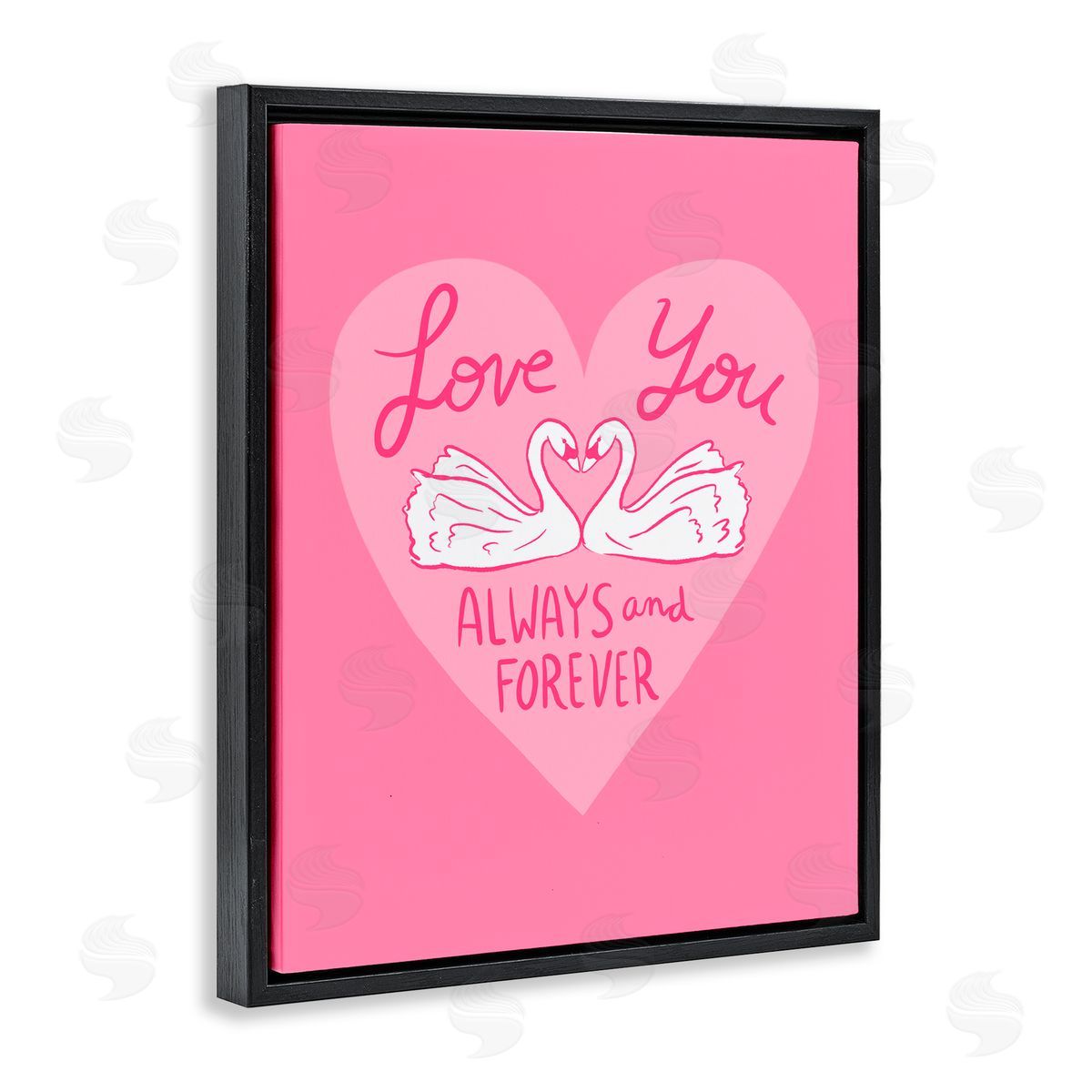 Juliet Meeks Always & Forever Swans Black Floating Frame Canvas Wall Art Print