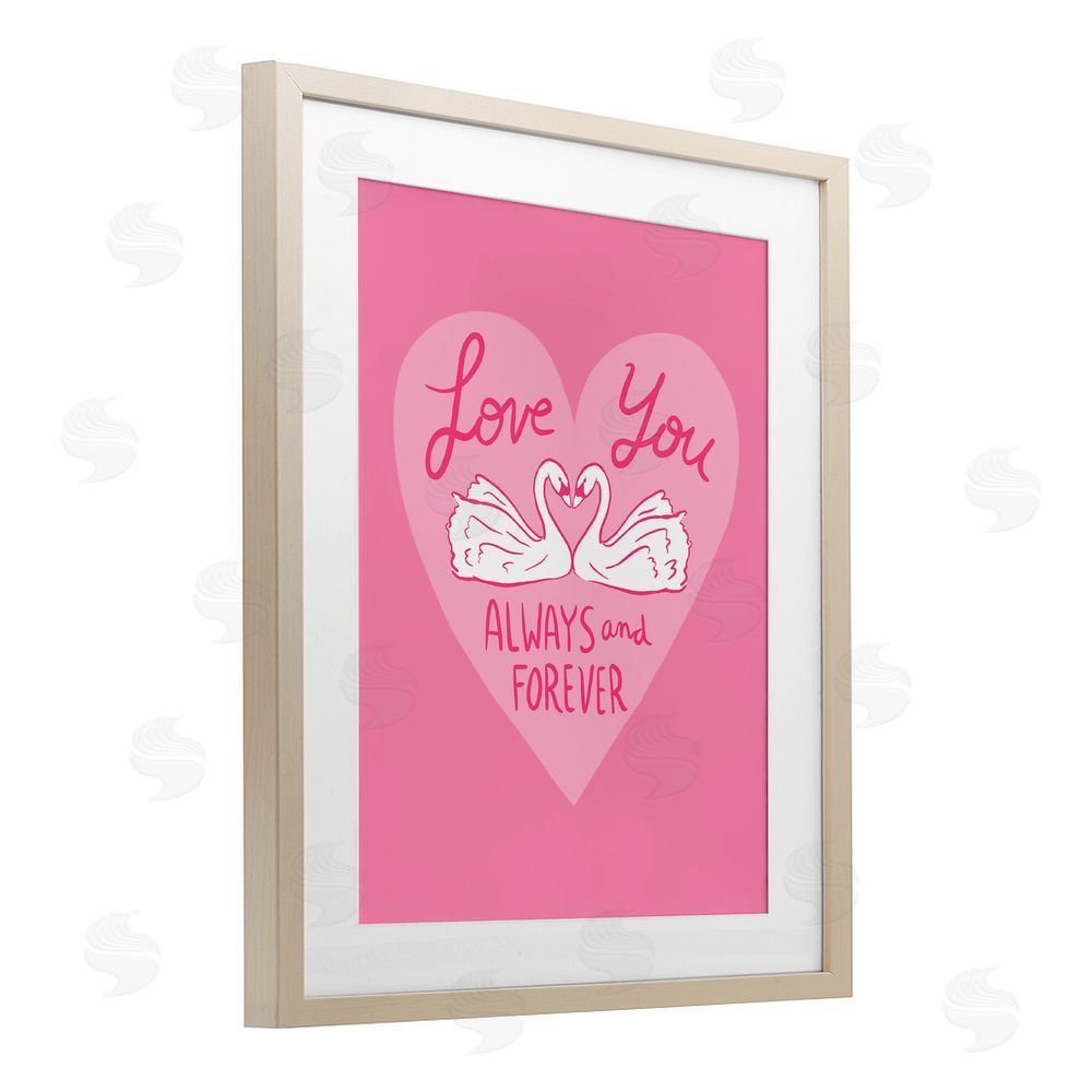 Juliet Meeks Always & Forever Swans Brown Framed Print Under Glass Wall Art