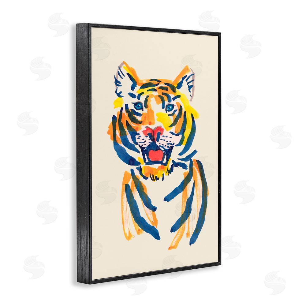 Karolina Sato Tiger Roar Watercolor Black Framed Giclee Print Wall Art