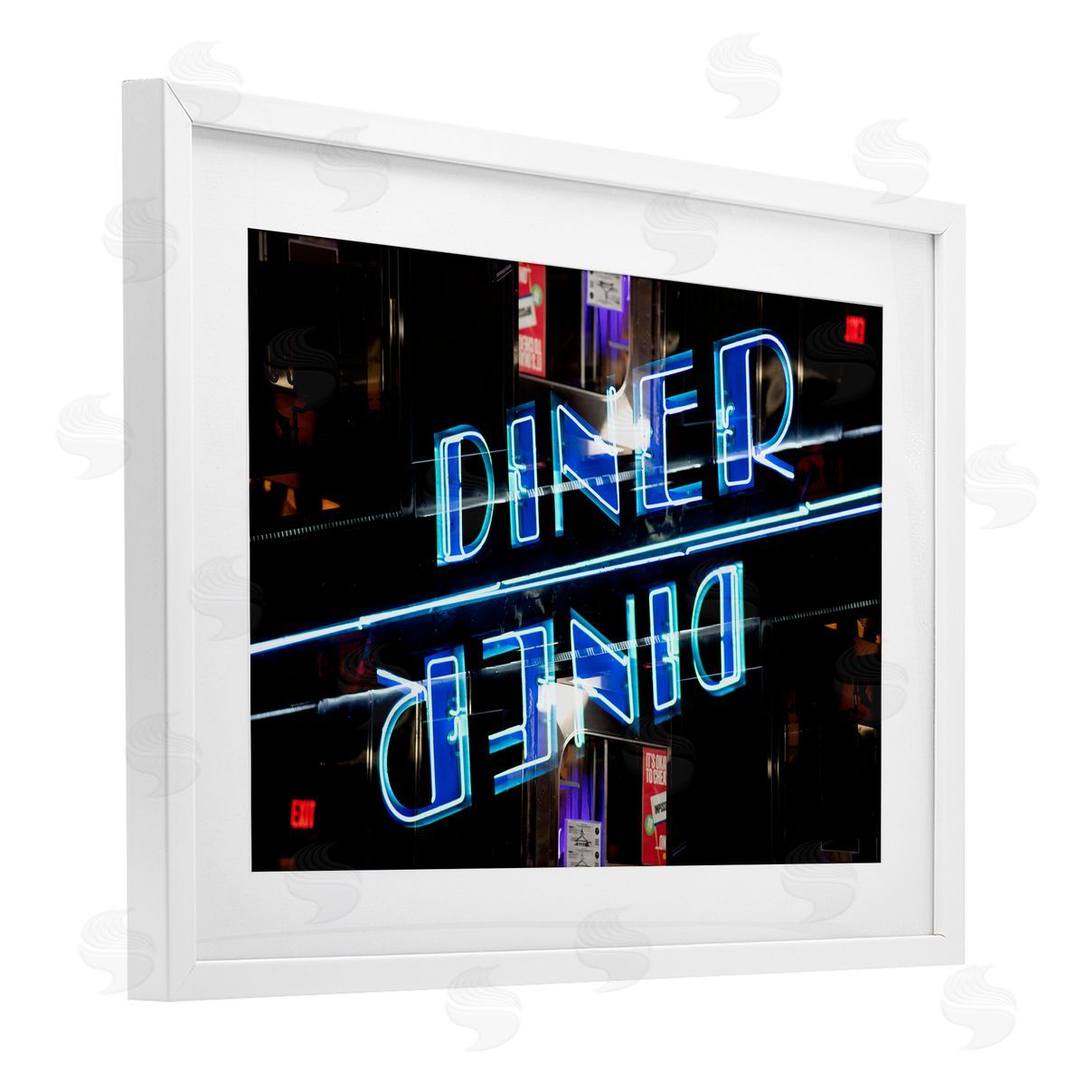 Robin Vandenabeele Neon Diner Sign Reflection Canvas Wall Art Print