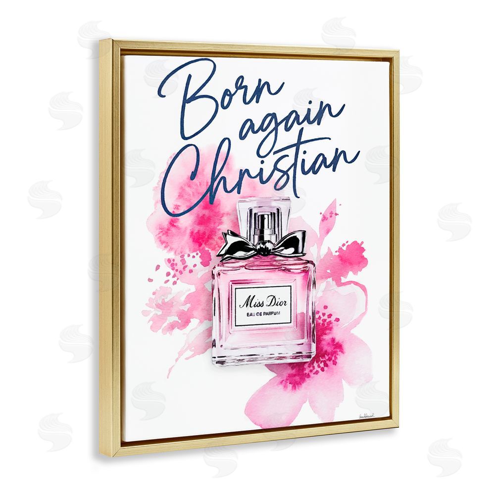 Amanda Greenwood Born Again Christian with Fragrance Gold Floating Frame Canvas Wall Art Print