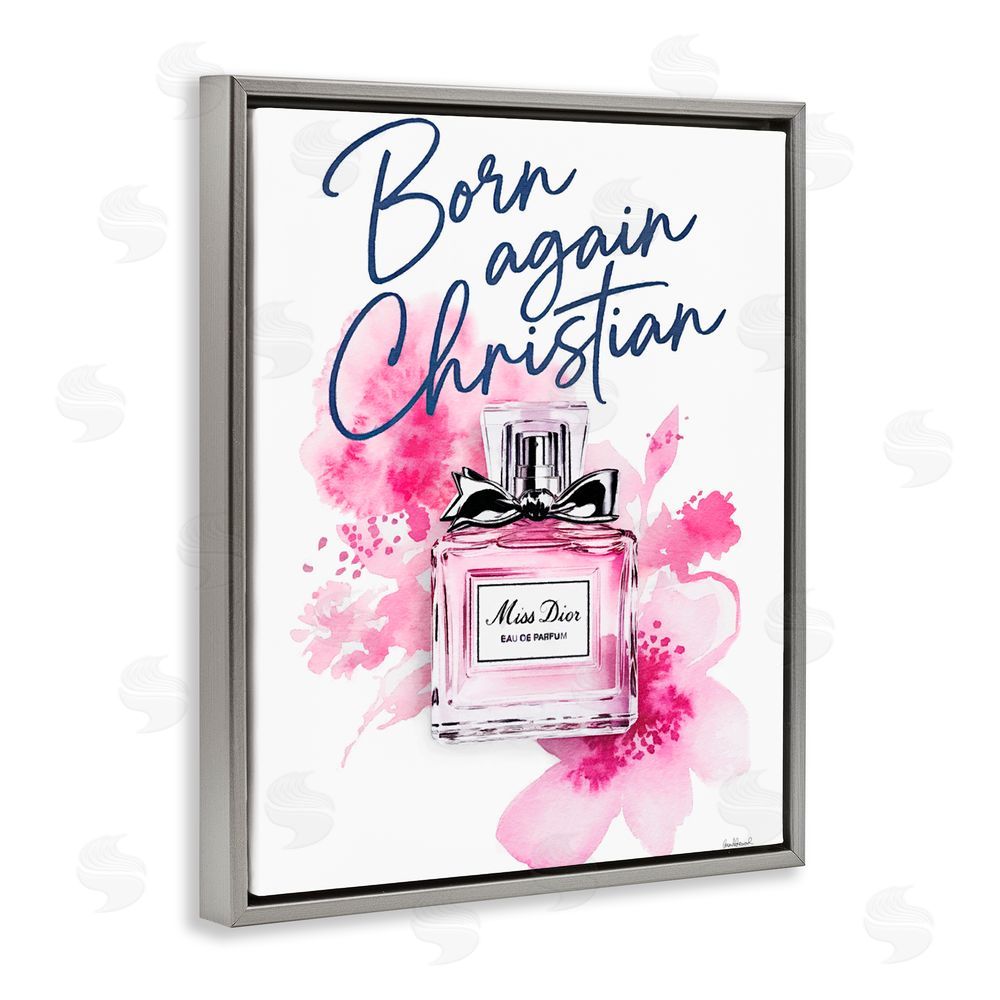 Amanda Greenwood Born Again Christian with Fragrance Gray Floating Frame Canvas Wall Art Print