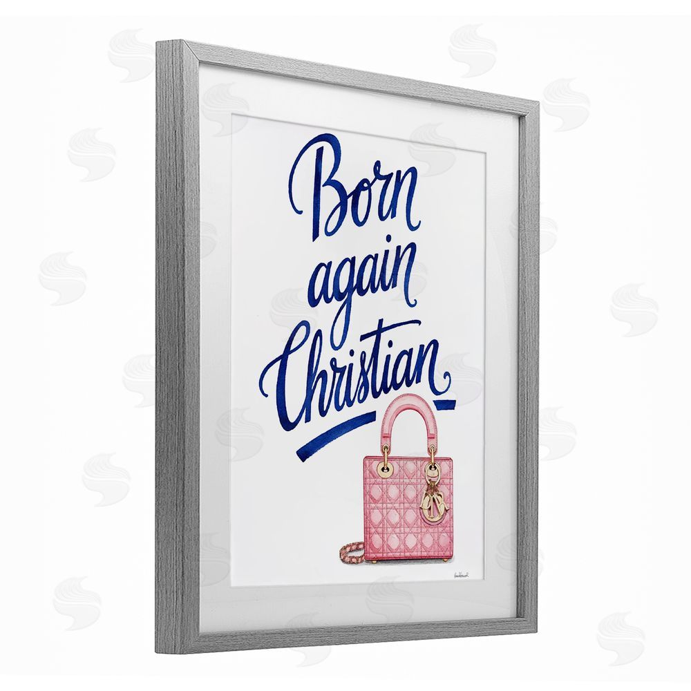 Amanda Greenwood Glam Born Again Christian Gray Framed Print Under Glass Wall Art