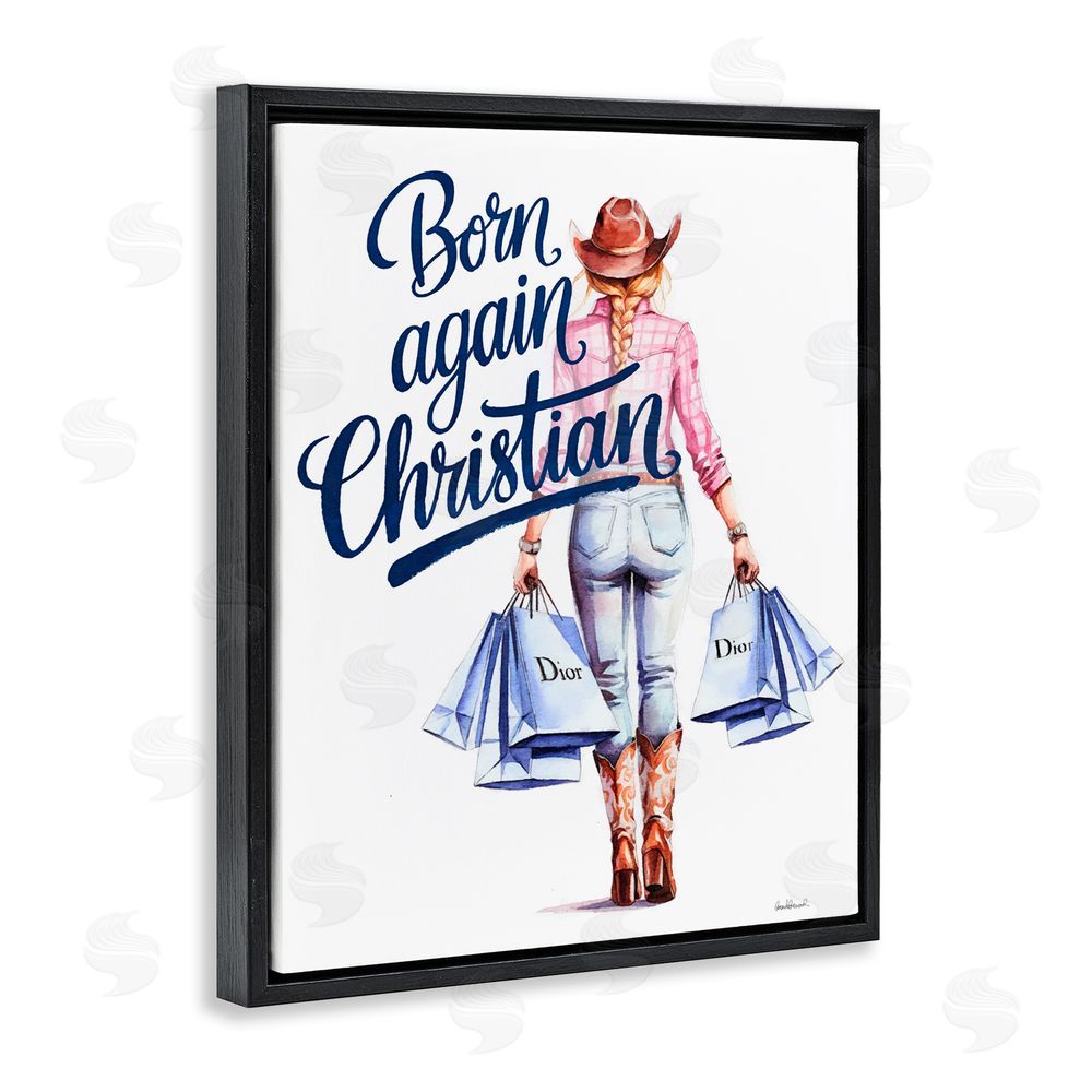 Amanda Greenwood Born Again Christian Cowgirl Black Floating Frame Canvas Wall Art Print