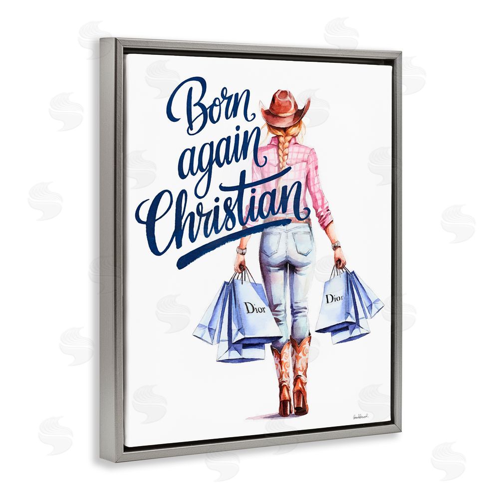 Amanda Greenwood Born Again Christian Cowgirl Gray Floating Frame Canvas Wall Art Print