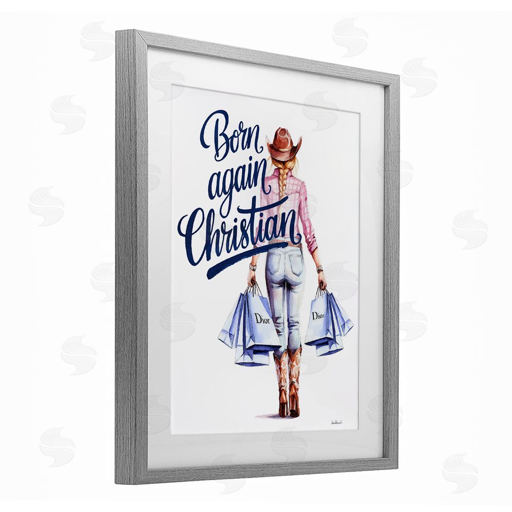 Amanda Greenwood Born Again Christian Cowgirl Gray Framed Print Under Glass Wall Art