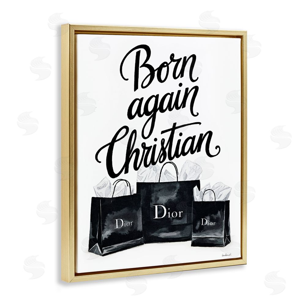 Amanda Greenwood Shopping Born Again Christian Gold Floating Frame Canvas Wall Art Print