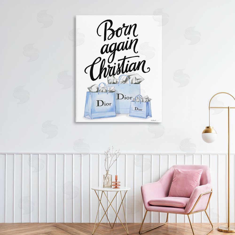 Amanda Greenwood Glam Bags Born Again Christian Stretched Canvas Wall Art Print in Room
