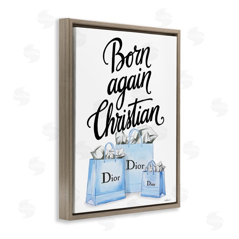 Amanda Greenwood Glam Bags Born Again Christian Brown Floating Frame Canvas Wall Art Print