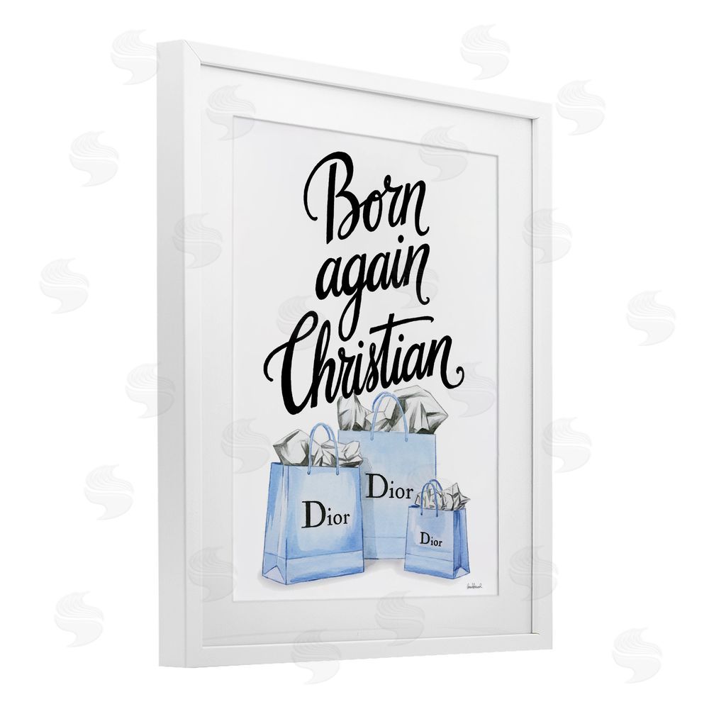 Amanda Greenwood Glam Bags Born Again Christian White Framed Print Under Glass Wall Art