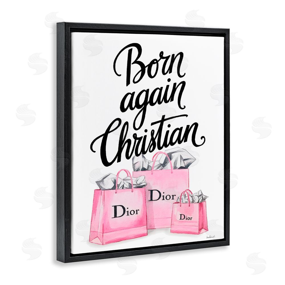 Amanda Greenwood Pink Bags Born Again Christian Black Floating Frame Canvas Wall Art Print