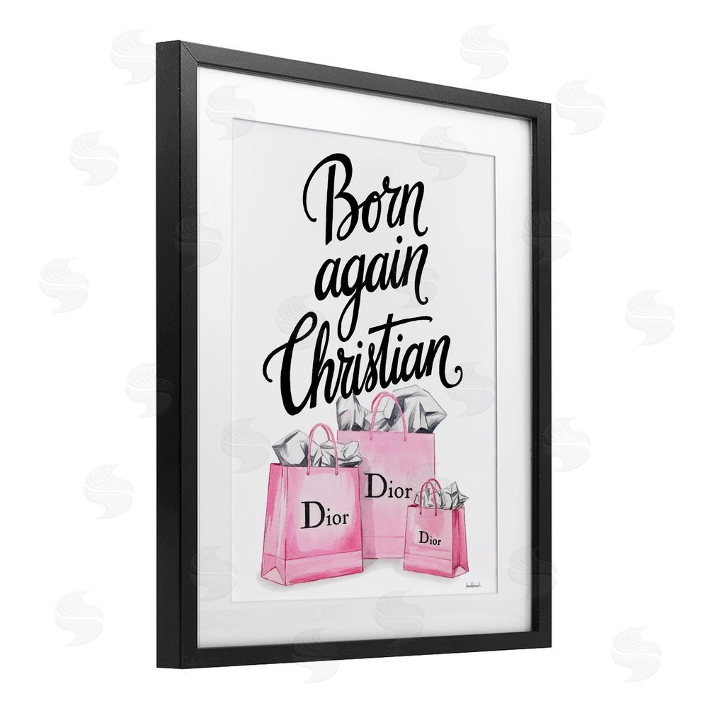 Amanda Greenwood Pink Bags Born Again Christian Black Framed Print Under Glass Wall Art
