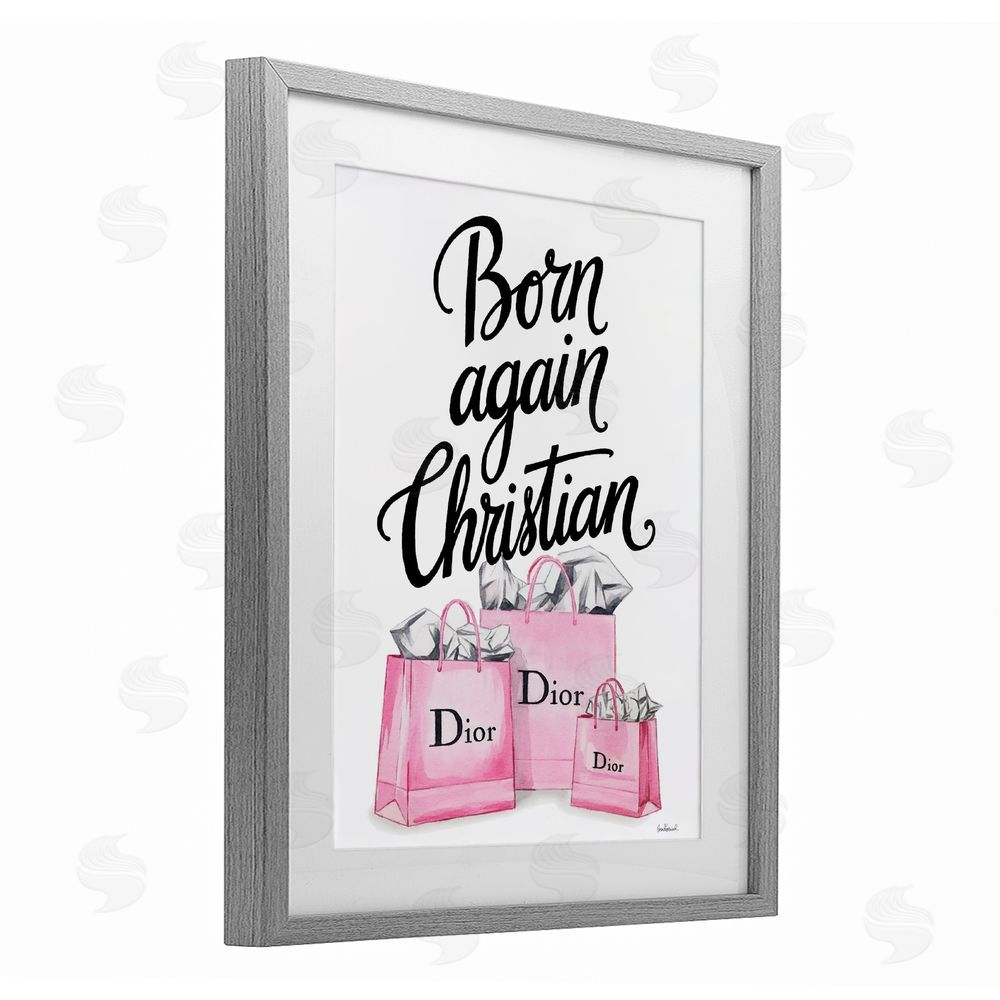 Amanda Greenwood Pink Bags Born Again Christian Gray Framed Print Under Glass Wall Art